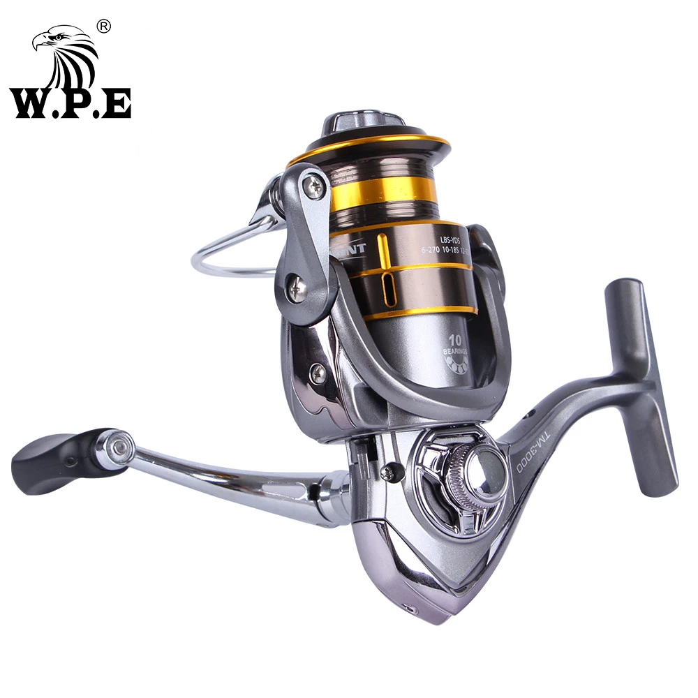 WPE TM Spinning Fishing Reel 10+1 Ball Bearings with Max Drag Power 8 KG 5.1:1 3000 4000 5000 6000 Carp | Спорт и развлечения