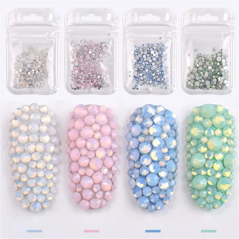 

DIY SS4-SS20 Multi Size 3D Opal Nail Rhinestones Nail Art Crystal Glass Gems Flat Bottom