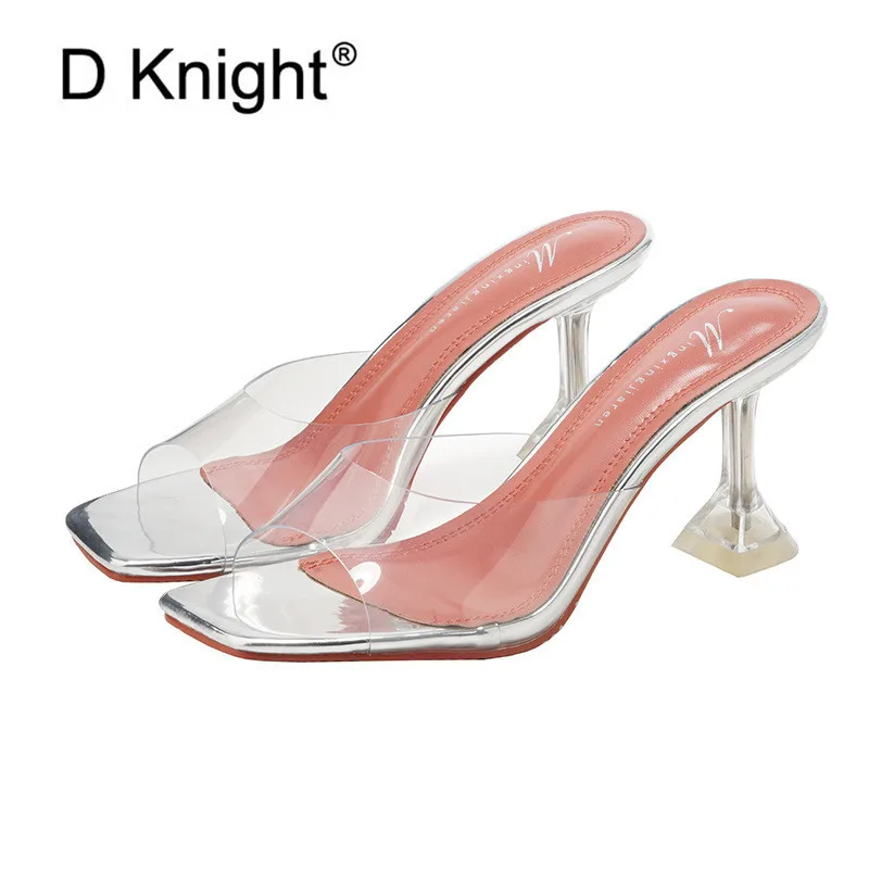 Женские тапочки из ПВХ-желе на высоком каблуке с открытым носком Цвет зеленый