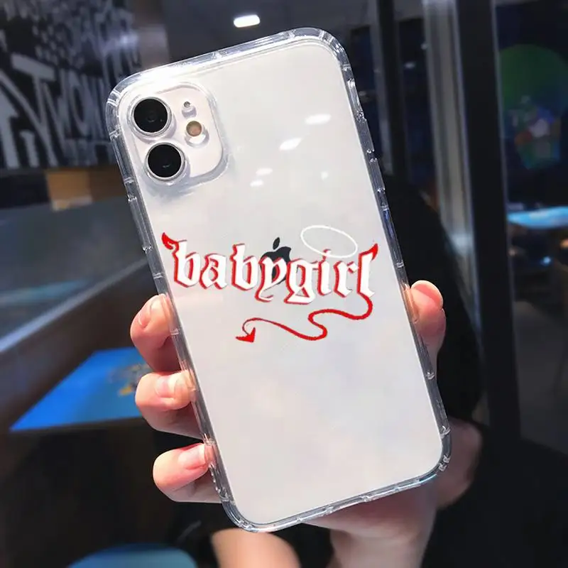 

Babe babygirl honey line Text art Phone Case Transparent soft For iphone 5 5s 5c se 6 6s 7 8 11 12 plus mini x xs xr pro max