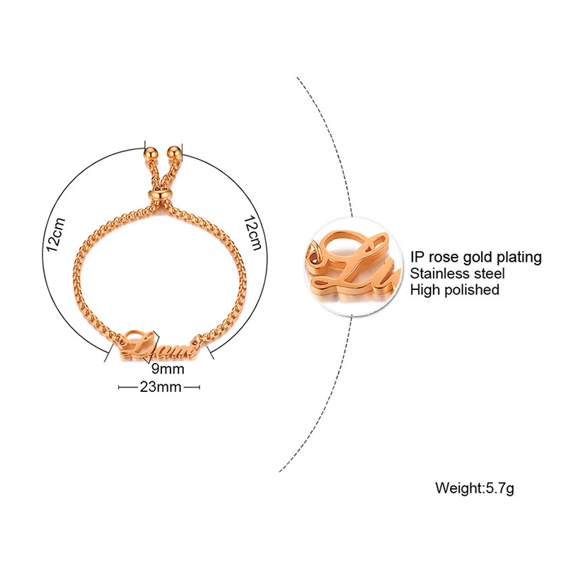 

Vnox Personalize Custom Names Bracelets for Women, Wristband Gifts for Female Girl Stainless Steel Chain Length Adjustable