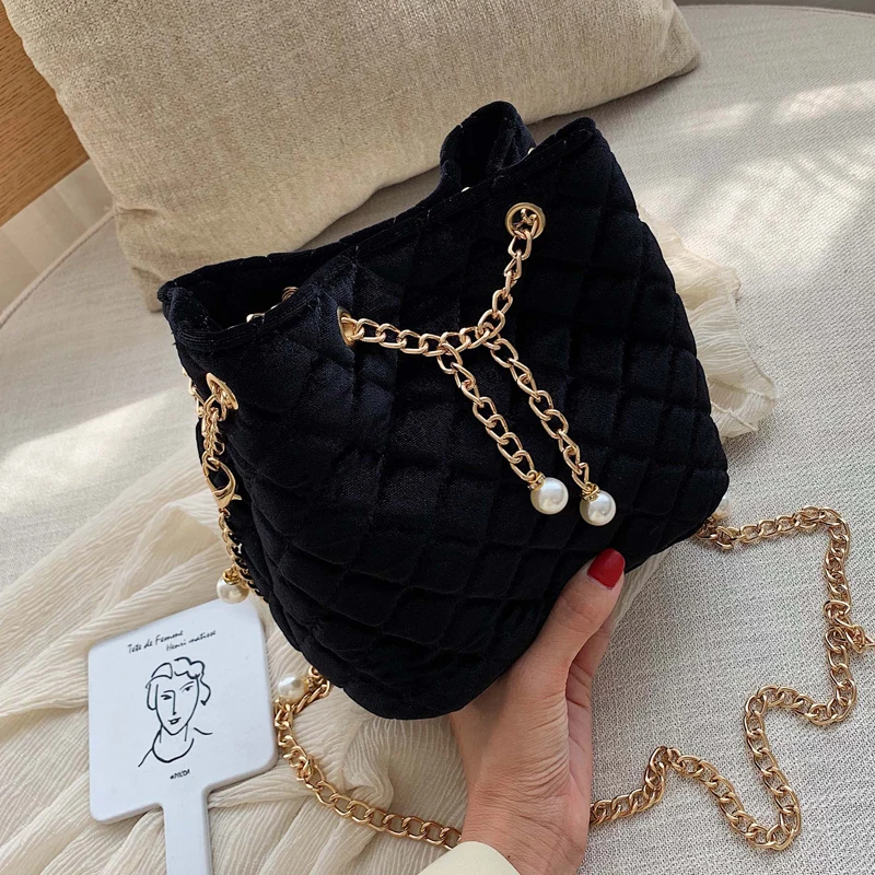 Женская клетчатая сумка мешок 2019 модная новинка высокое качество бархатная