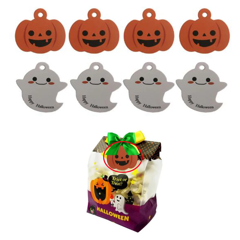 

50 шт./лот забавная наклейка на Хэллоуин бирка неправильное украшение бирка карточка призрак Фестиваль Тыква для сообщений Подарочная Конфе...