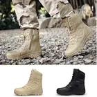 Для тренировок на улице, с вырезами; Большие тактические ботинки для пустыни спецназ Армейские сапоги Для мужчин Армейские ботинки