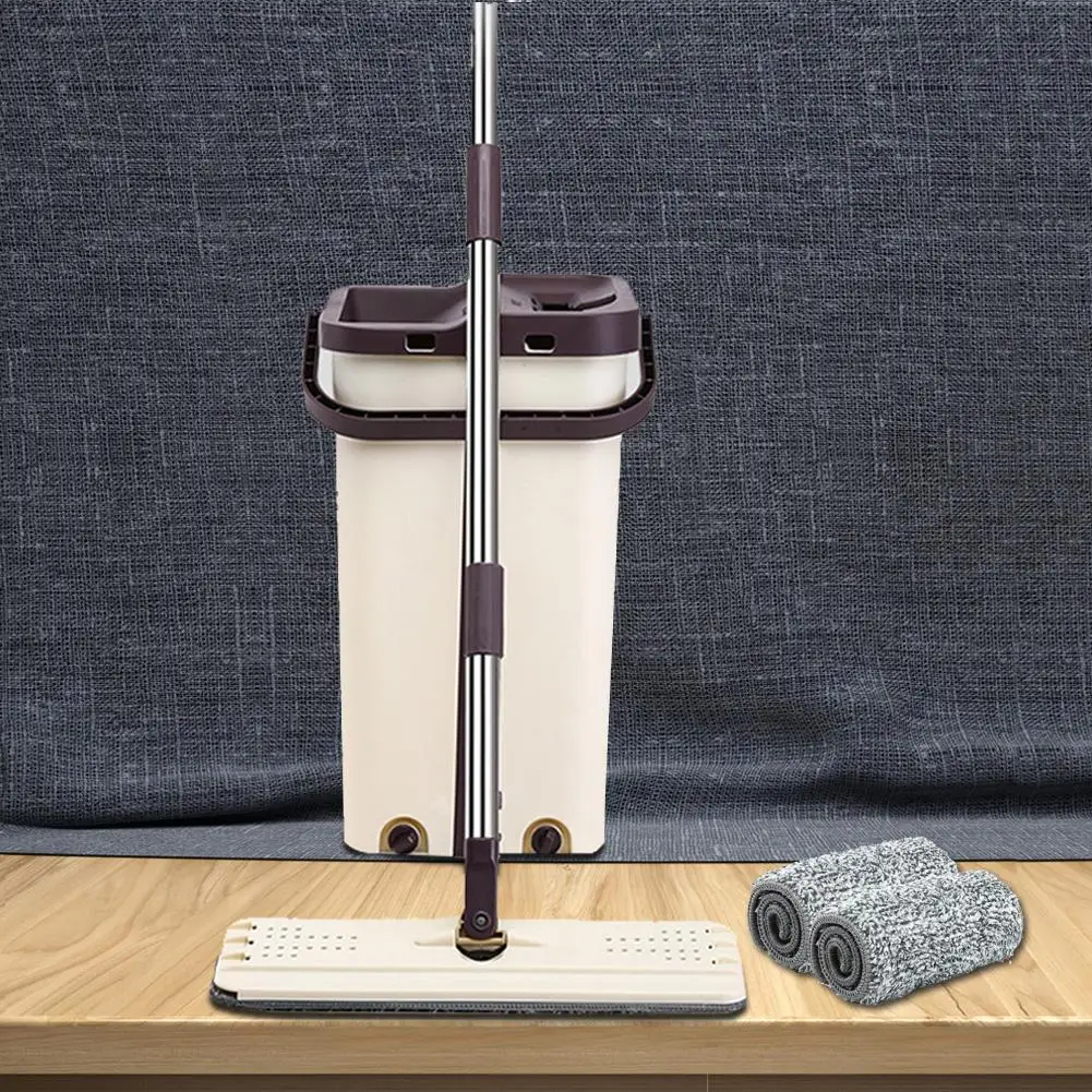 Удобная без стирки Выдвижная плоская Швабра Ткань и ведро набор для очистки пола