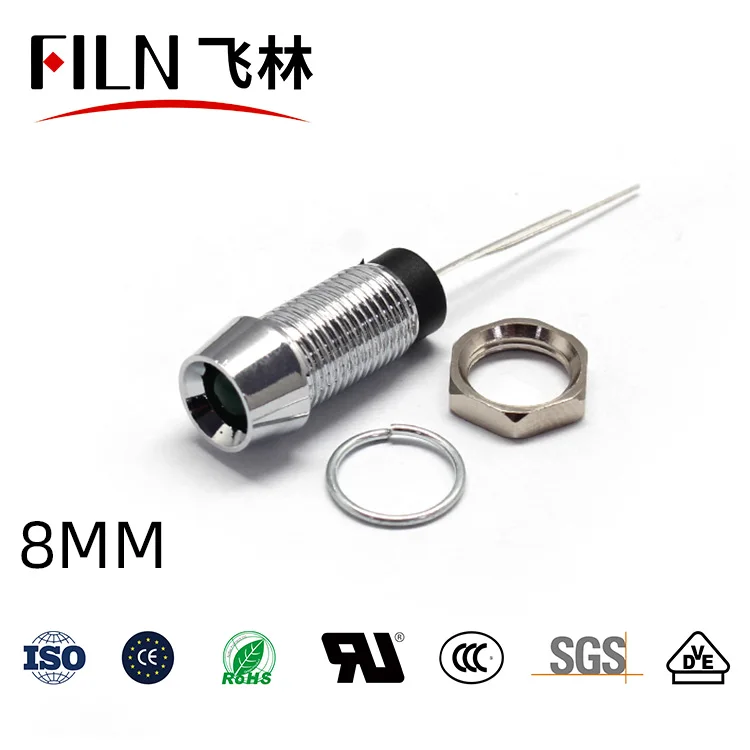FILN YUEQING Concave head 8mm 12v 24v 110v 220v metal led indicator light kitchen equipment signal lamp without wire | Освещение