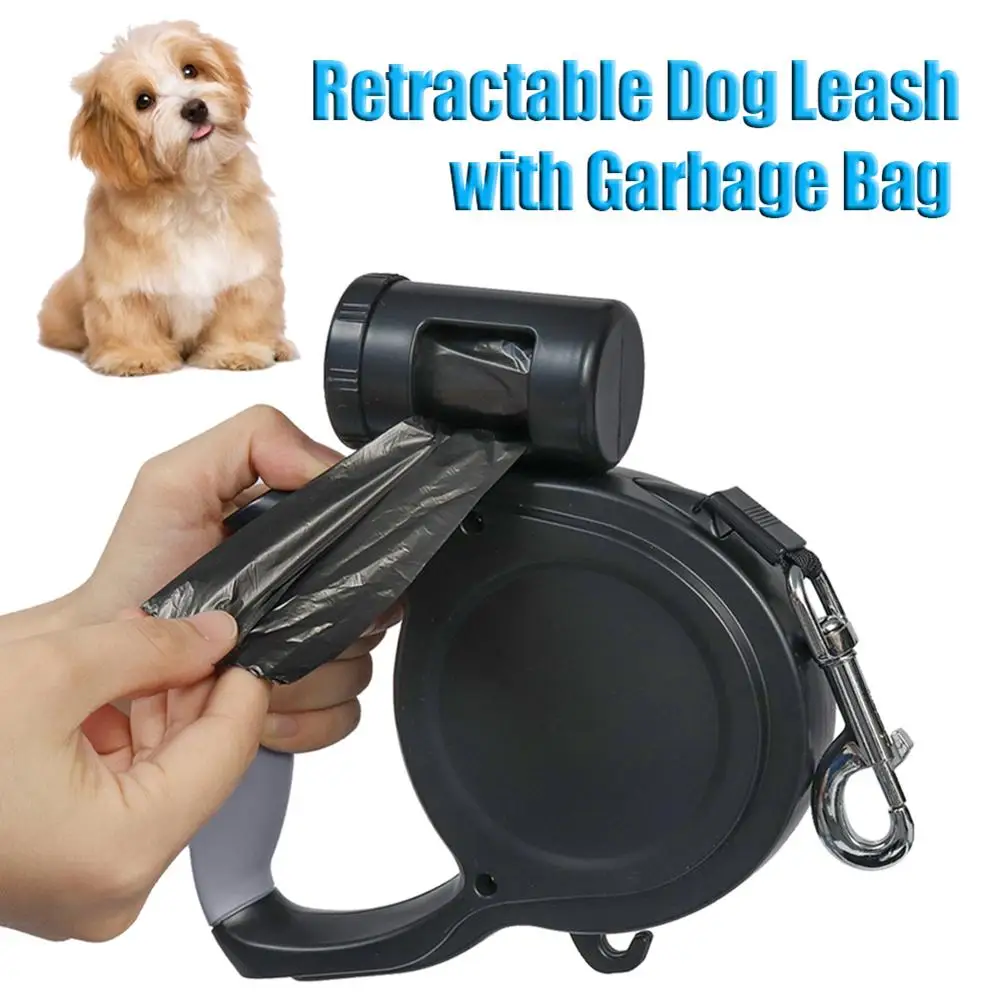 Pet Dog Retractable Lockable Training Walking Lead Leash with Poop Bag Holder | Дом и сад