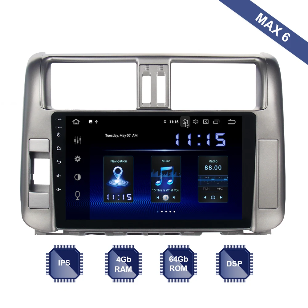 

Dasaita Android 10 Car Radio 2 Din GPS Navi for Toyota prado 150 2010 2011 2012 2013 PX6 DSP IPS HDMI 4Gb+64Gb RDS WIFI RDS USB