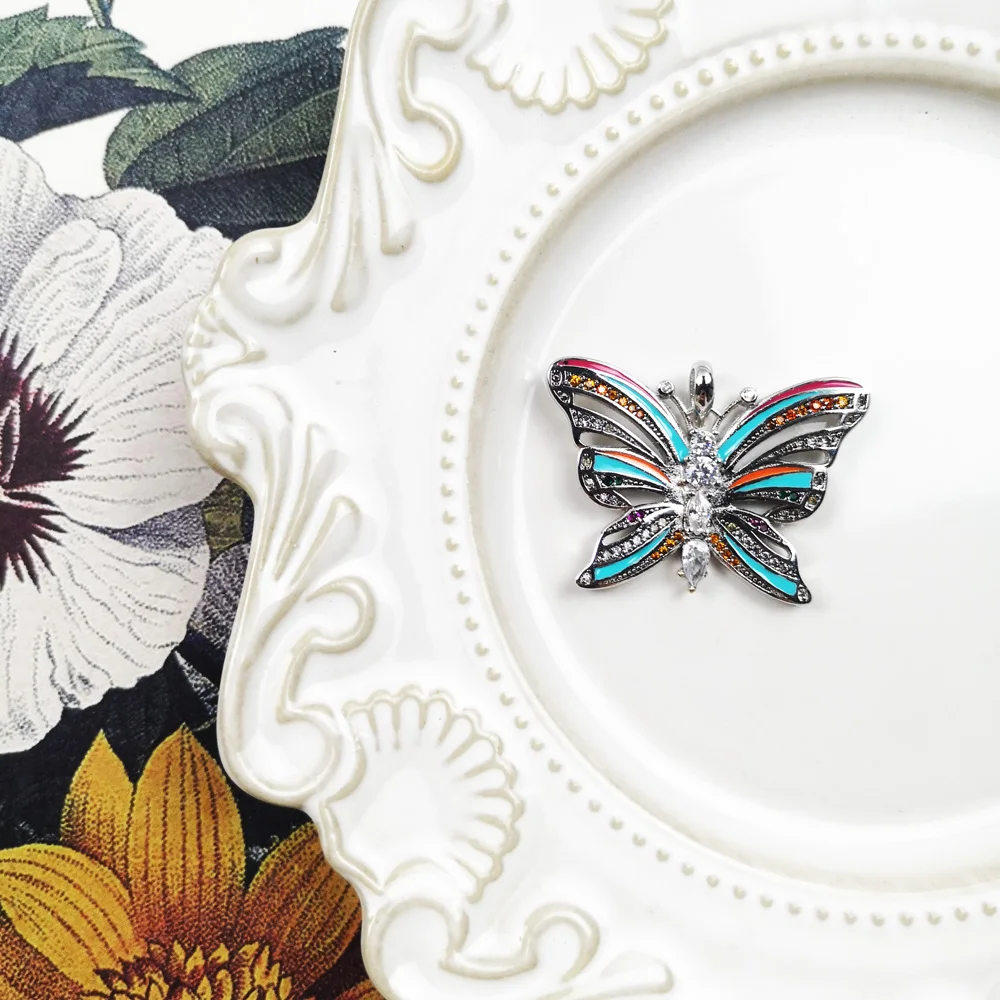 Кулон с золотой стрекозой бабочкой колибри Стерлинговое Серебро 925 пробы модные