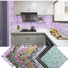 3D мозаичная плитка, наклейка, ПУ клей, самоклеящиеся водонепроницаемые обои, кухонные обои, ванная комната, настенные украшения, наклейка, домашний декор