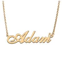 love heart adam name necklace for women stainless steel gold silver nameplate pendant femme mother child girls gift