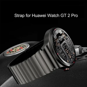 titanium gray strap for huawei watch gt 2 pro 22mm stainless steel watch band for gt2 46mm gt 2e wristband with protective film free global shipping