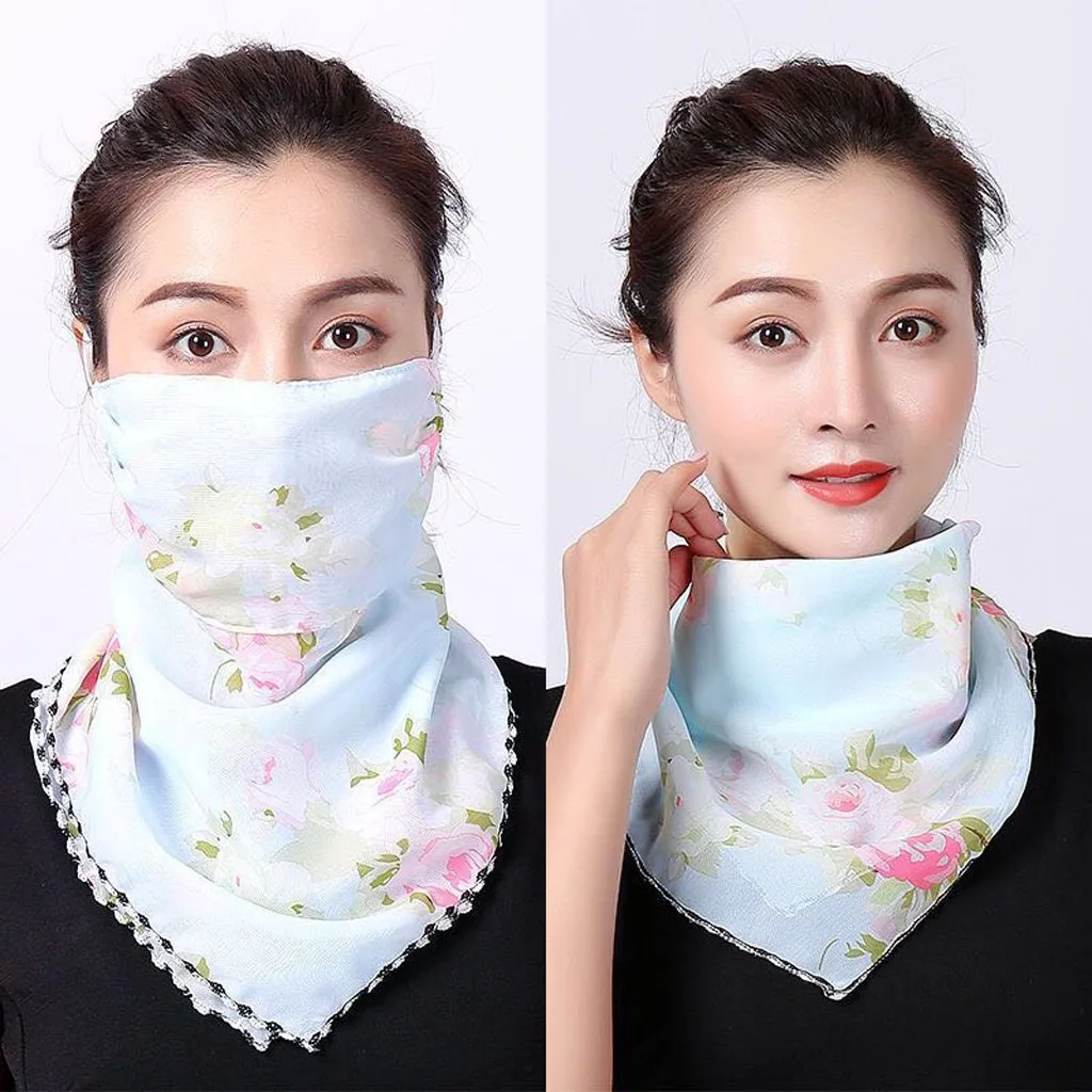 Многоразовый шарф для лица женские солнцезащитные шарфы рта шеи шелковые