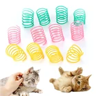 Весенние игрушки для кошек, широкие и прочные пластиковые цветные весенние игрушки для кошек, игрушки для котят, аксессуары для домашних животных, разные цвета