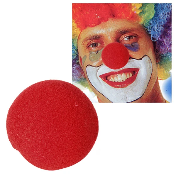 

Red Foam Clown Nose + Multi-Coloured Clown Wig Jester Costume Fancy