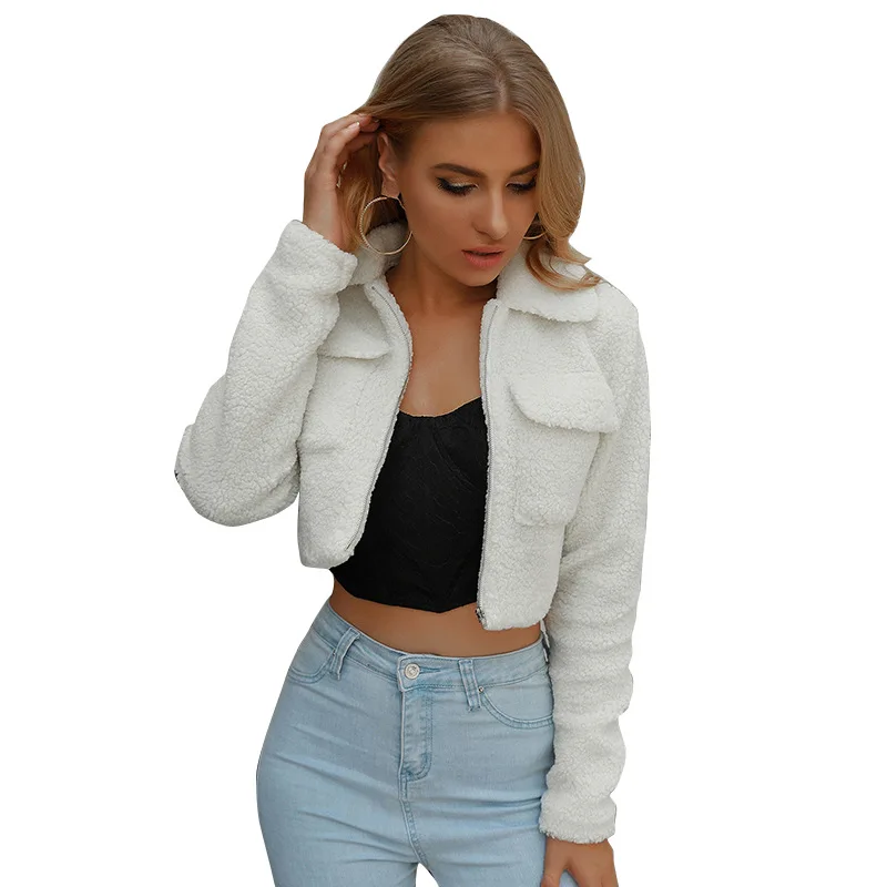 

Women's Lamb Velvet Coat Warm Jacket Autumn/Winter Street Light Mature Fashion Slim Lapel Solid Color Short Coat Top Ladies