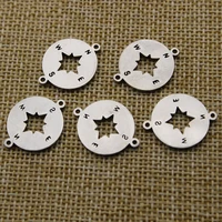 5pcs 15x20mm charms diy jewelry findings stainless steel compass charms pendant for jewelry making bracelet necklace connector