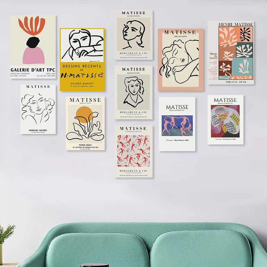 

Настенная картина Matisse с абстрактными линиями в скандинавском стиле, настенные постеры на холсте для спальни, гостиной, Декор (без рамки)