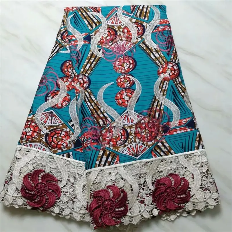 Хлопковая полиэфирная кружевная африканская Вощеная Ткань 6 ярдов/шт. ткань с