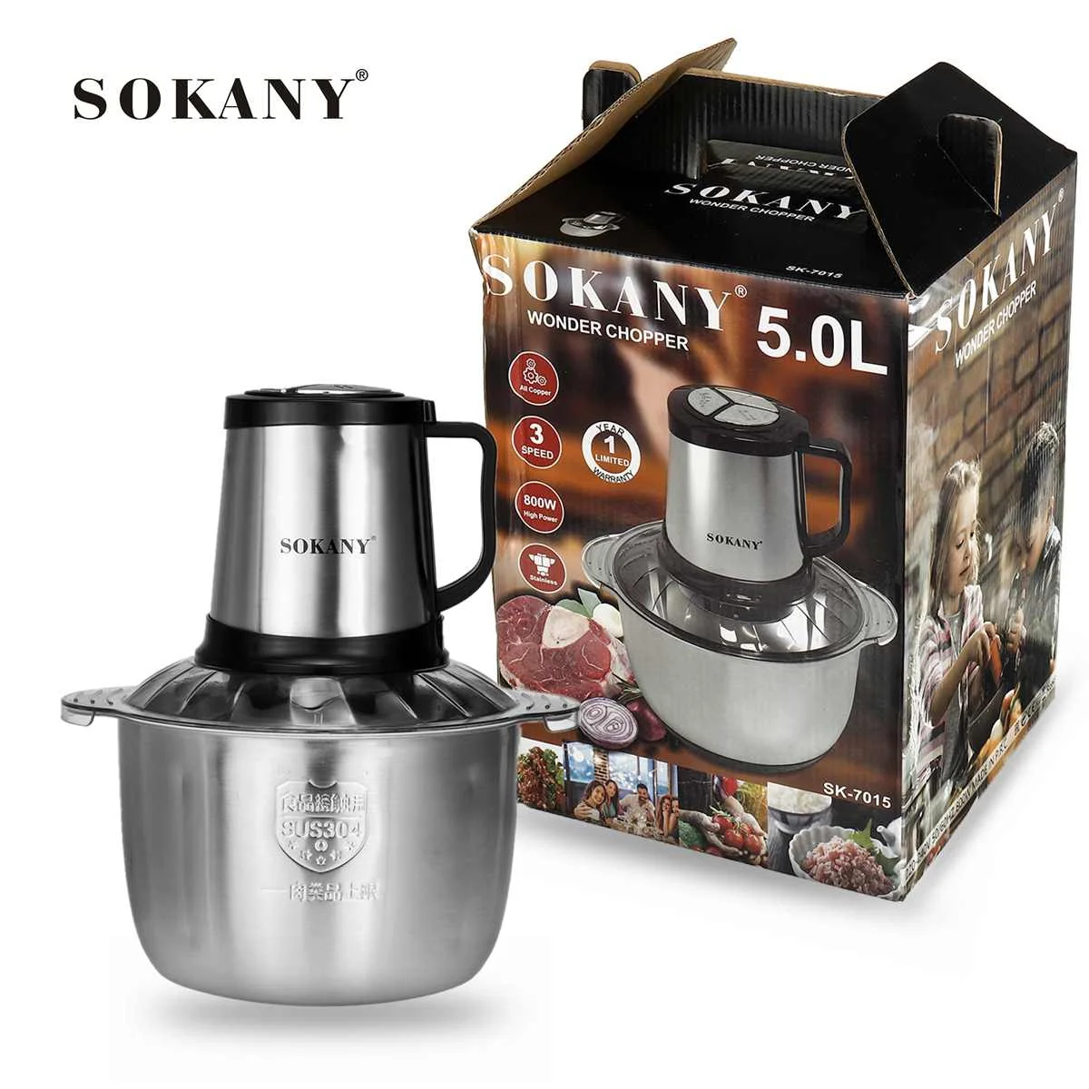 

Электрическая мясорубка, 3/5 л, 800 Вт, 3 скорости, 4 лезвия