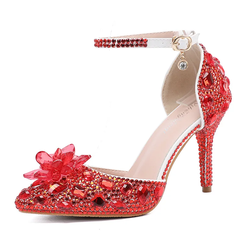 

2021 spring new crystal diamond Wedding shoes banquet stiletto shoes