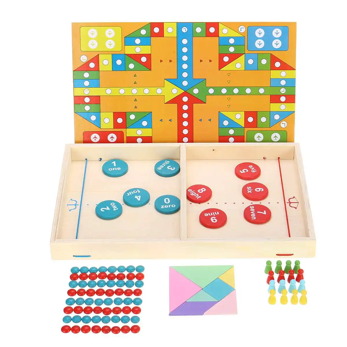 

6 in 1 Multifunction Chess Set Bouncing Chess Backgammon Go five-step Chess Kids Classic Flight Puzzle Game Set Kids Toy