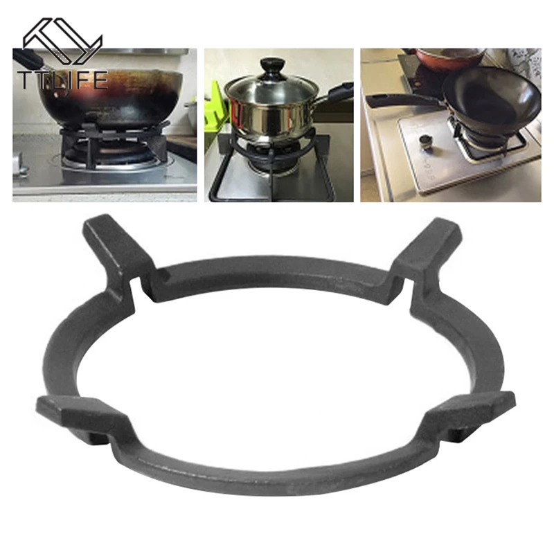 

TTLIFE 1pc Durable Black Wok Stands Cast Iron Wok Pan Support Rack for Burners Protective Gas Hobs Cookers Home Kitchen Supplies