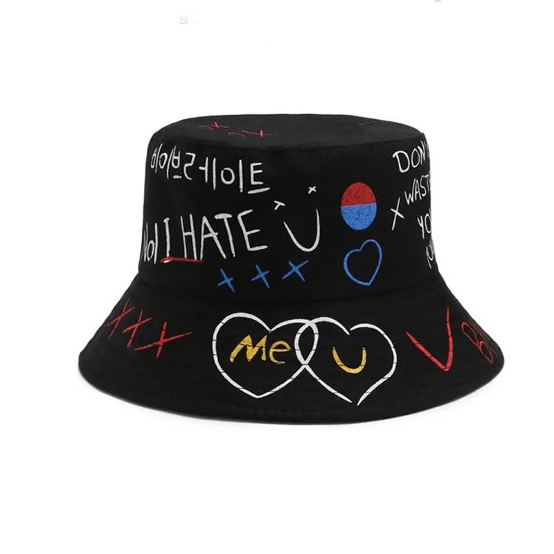 

Men Casual Graffiti Fashion Fisherman Hat Women Wild Sun Hat Female Street Personality Basin Hat Cap C6115