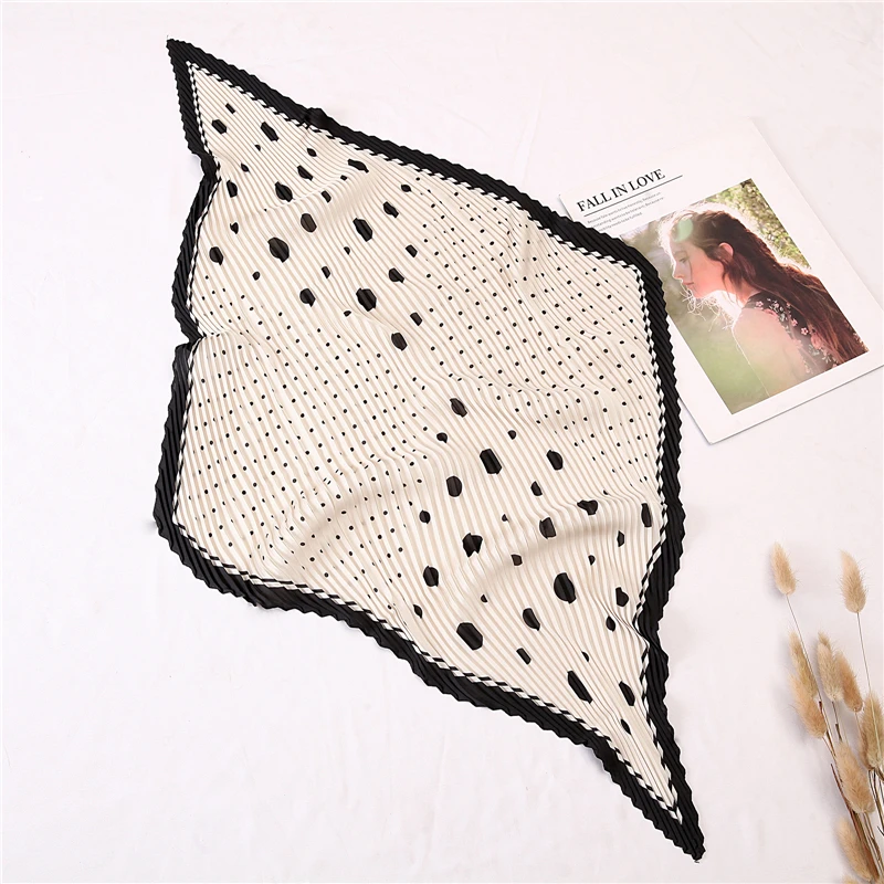 Шарф женский Шелковый в горошек шейный платок с принтом квадратный головной убор