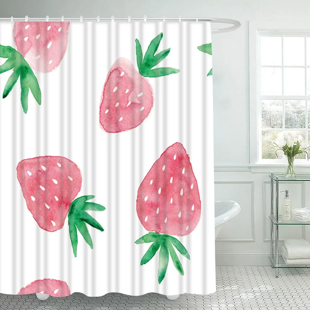 Занавеска для душа с фруктами и крючками водонепроницаемый комплект из