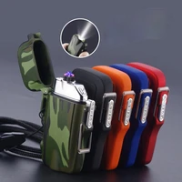 double arc lighters windproof waterproof usb rechargeable cigarette with led light encendedores regalos para hombre originales