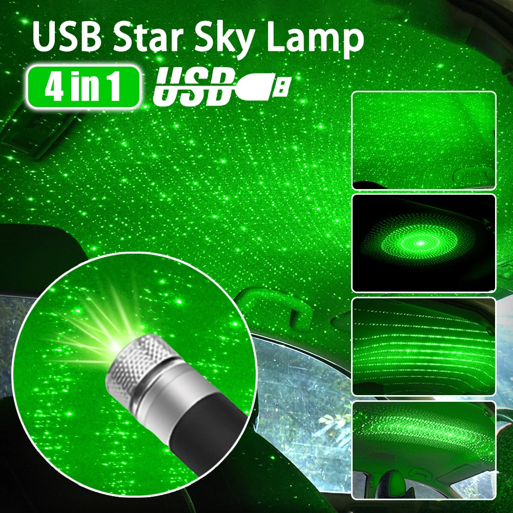 Автомобильный декоративный светильник 4 в 1 USB-лампа для крыши автомобиля с