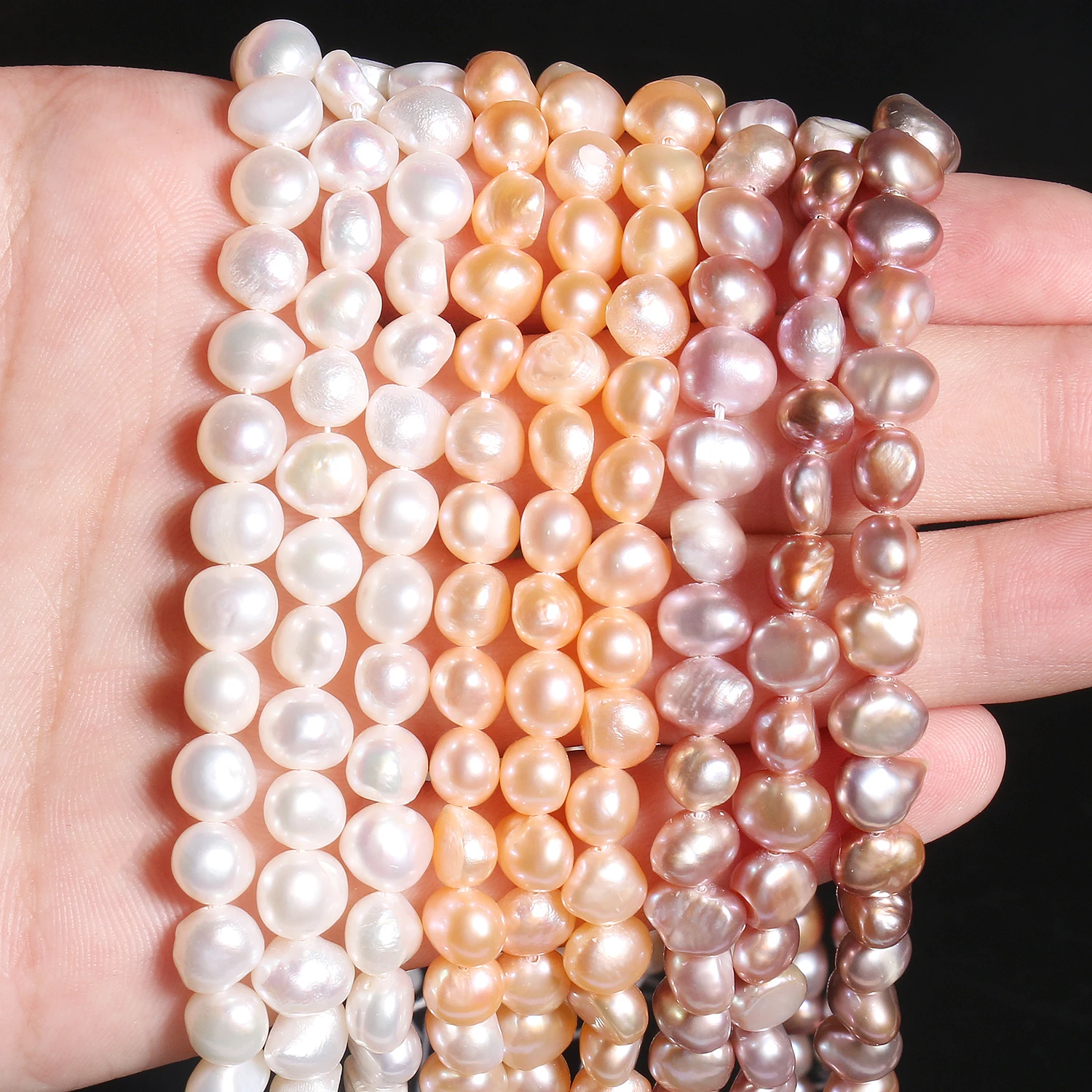 

AA Side Hole Natural Freshwater Pearls Beads Irregular Round White Cultured Pearls Beadsfor Women Jewelry Making DIY Bracelets