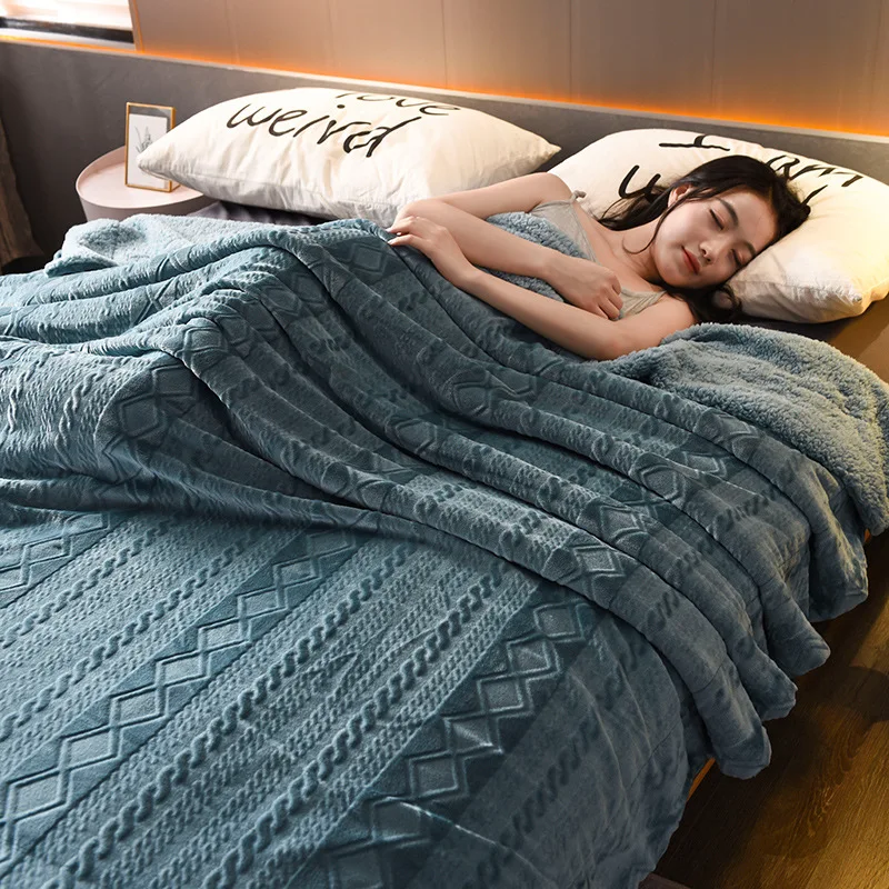 Шерпа 3D тиснением Двухслойное покрывало постельное белье флисовое двустороннее