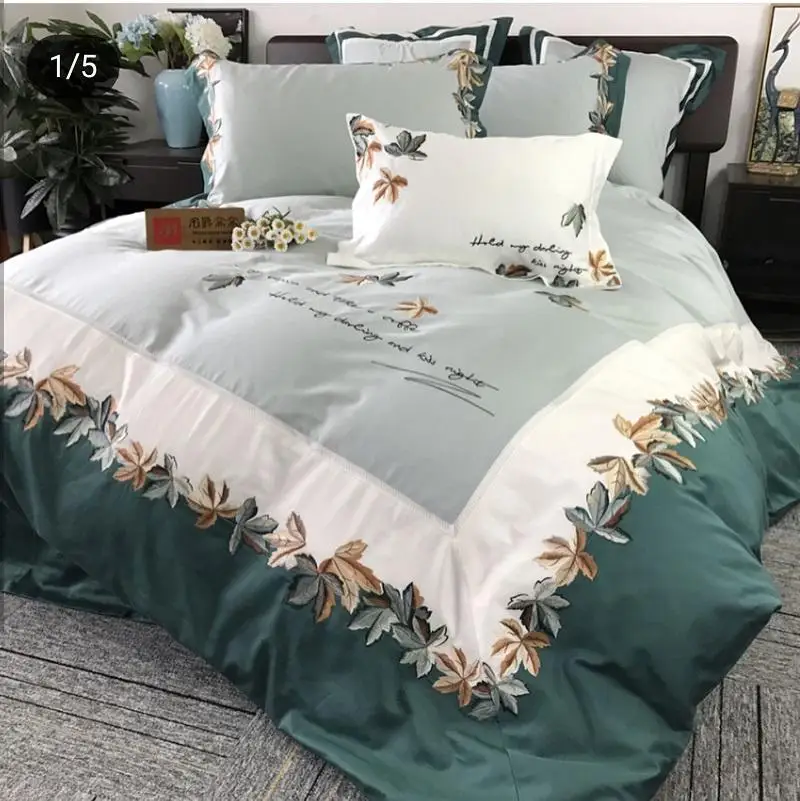 42 нежная вышивка роскошный Египетский хлопок Постельное белье Queen King size комплект