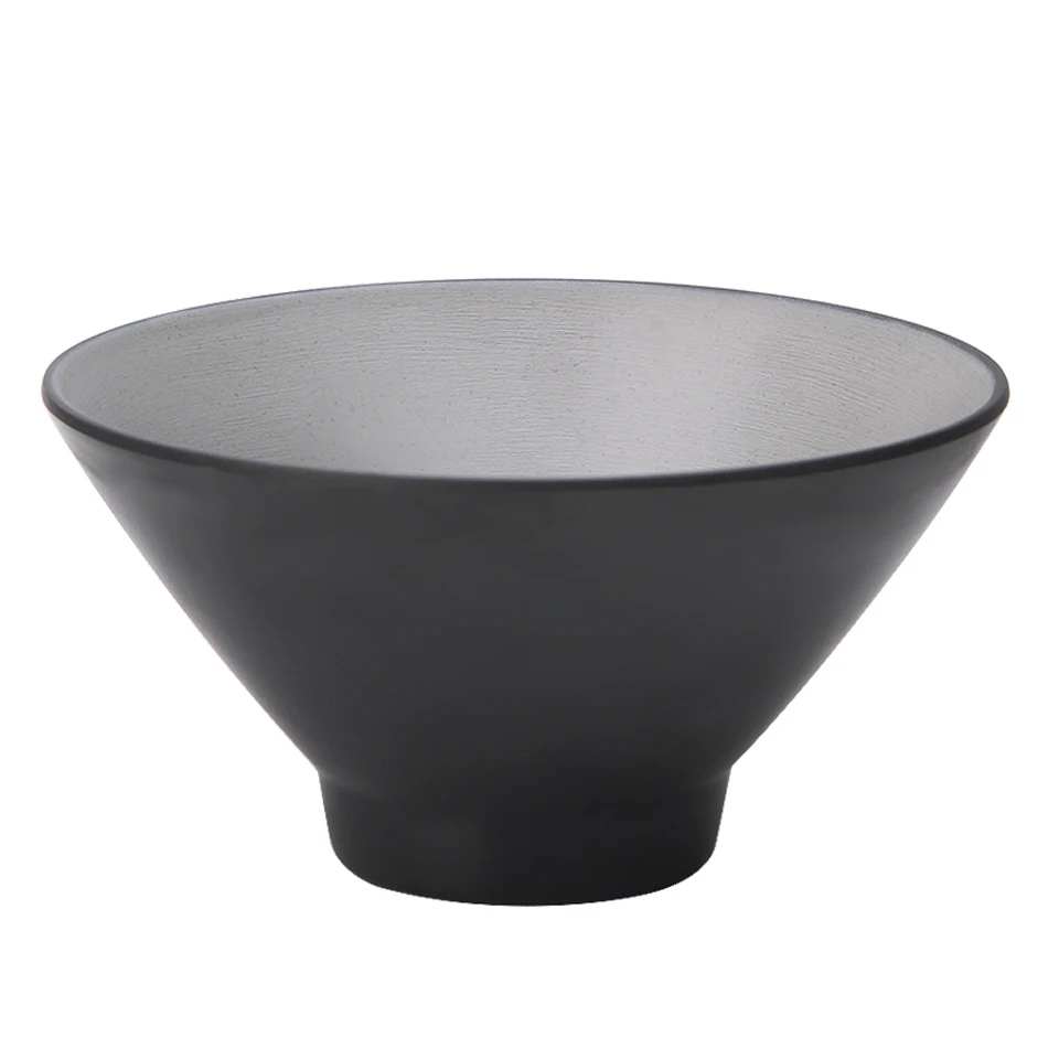 Grey Black Rock Ramen Bowl Imitation Porcelain Noodle Bowl Restaurant Big Soup Bowl Canteen Shatter-resistant Plastic Tableware images - 6