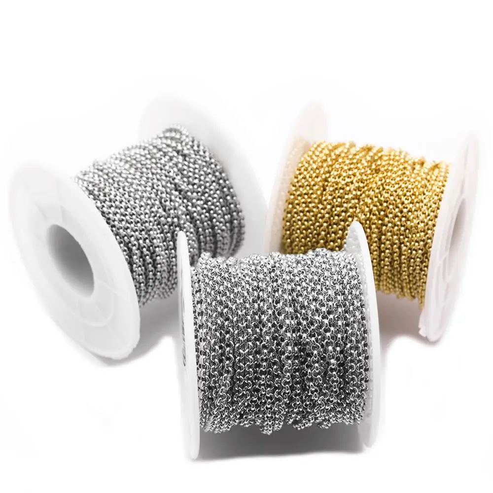 lacoogh 10Yard/lot Stainless Steel Bulk Link O Chain Silver Color Rolo Dia 2/2.5/3/4/5mm For Diy Necklace Jewelry Making | Украшения и