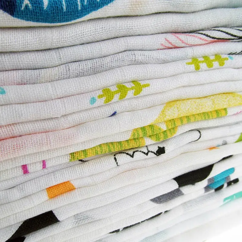 

Baby Blanket Cute Muslin Cotton Cartoon Soft Breathable Newborn Blanket Bath Gauze Infant Wrap Play Mat Stroller Cover