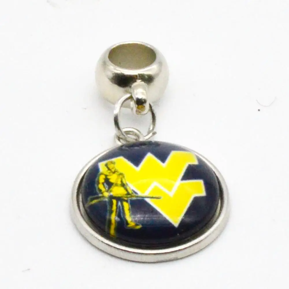 Модные украшения университет WEST VIRGINIA mountaineers NCAA медальон Подвеска для браслетов DIY Подвески Для женщин Подарки - Окраска металла: Big Hole 7mm