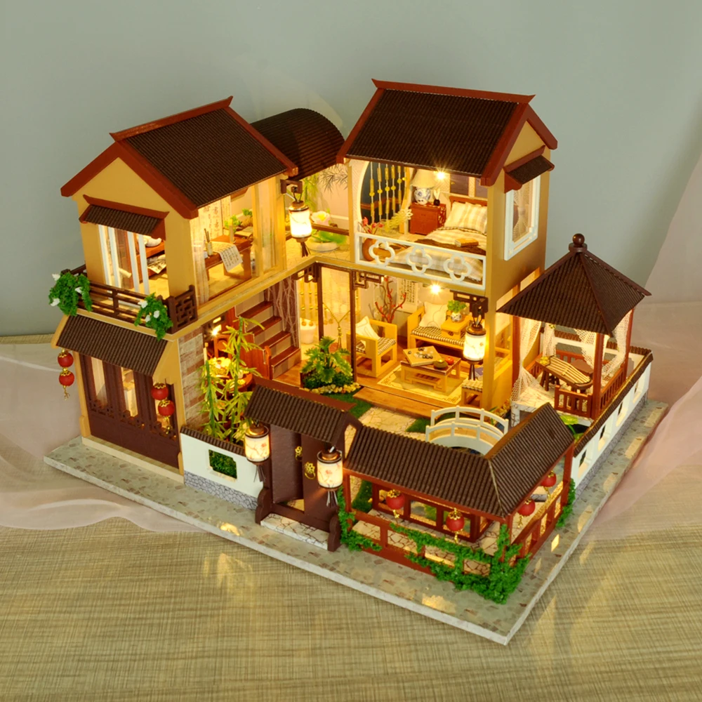 Детские игрушки Diy кукольный домик собирать деревянные миниатюры кукольный дом мебель миниатюрный кукольный домик Головоломка Развивающие игрушки для детей