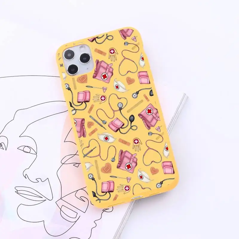 

Nurse Medical Medicine Health Heart Phone Case Candy Color for iPhone 6 7 8 11 12 s mini pro X XS XR MAX Plus