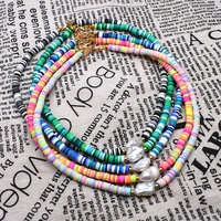 mix color soft pottery beads choker necklace natural fresh water baroque irregular pearl necklace beach femme jewelry wholesale