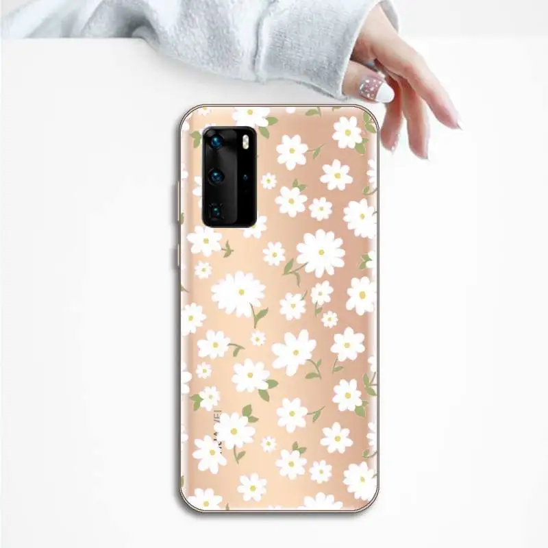 

Daisy Flower Phone Case Transparent for huawei honor P 40 30 20 lite Pro 10 i 8 9 x p smart 2019