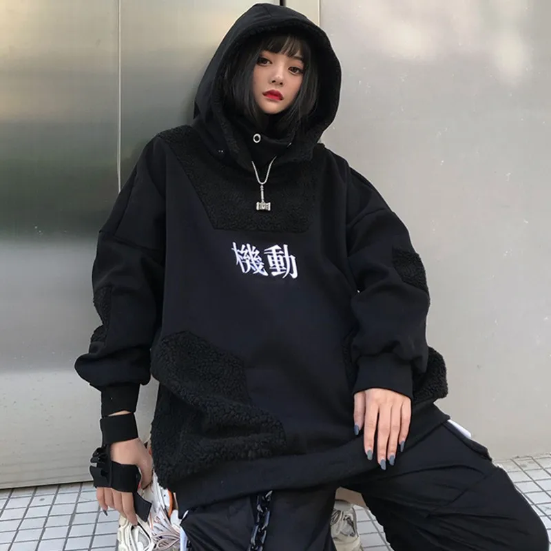 Женские толстовки с капюшоном из овечьей шерсти свободные для пар на осень и зиму