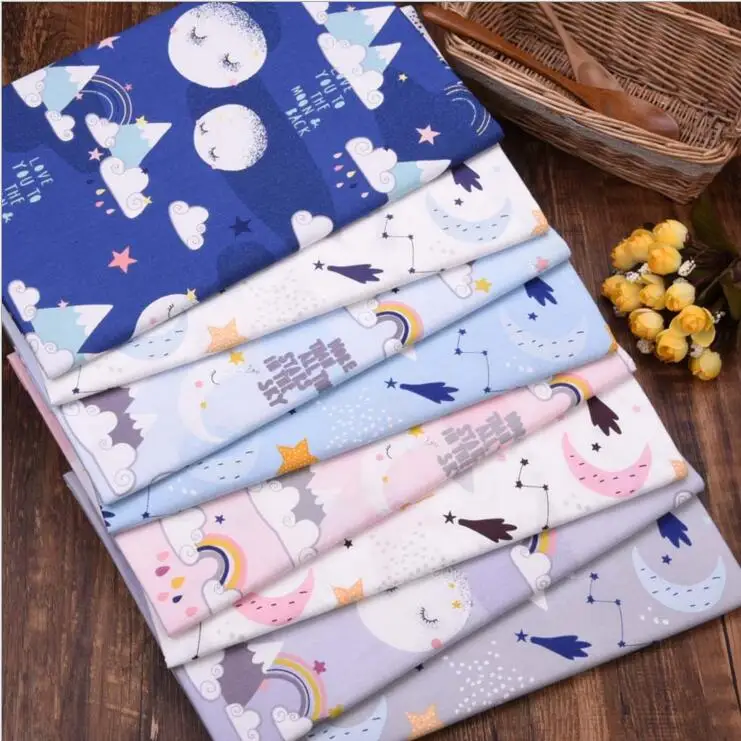 New Moon Stars 100% хлопчатобумажная ткань Diy лоскутное стеганое детское платье ручной