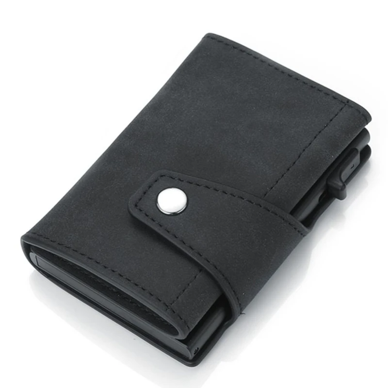 Карбоновый кожаный держатель для карт кошельки мужчин бренд Rfid черный волшебный