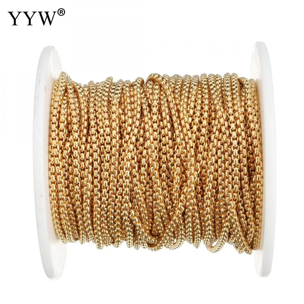 20m/Spool 2mm Women Stainless Steel Box Chain Jewelry Making Bracelet Necklace Chain Link Reel Bobbin 2021 Black Gold Color