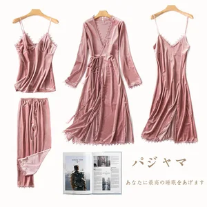 Женский бархатный пижамный комплект Daeyard, теплая пижама на осень и зиму, 4 шт., пижама для дома