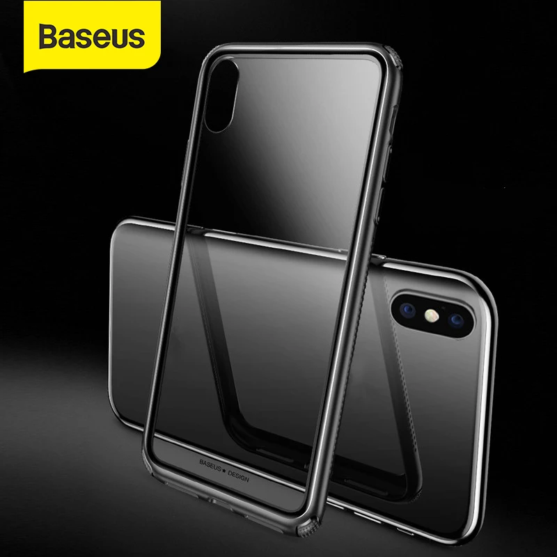 Роскошный чехол для телефона Baseus из закаленного стекла iPhone Xs XR Max защитные чехлы