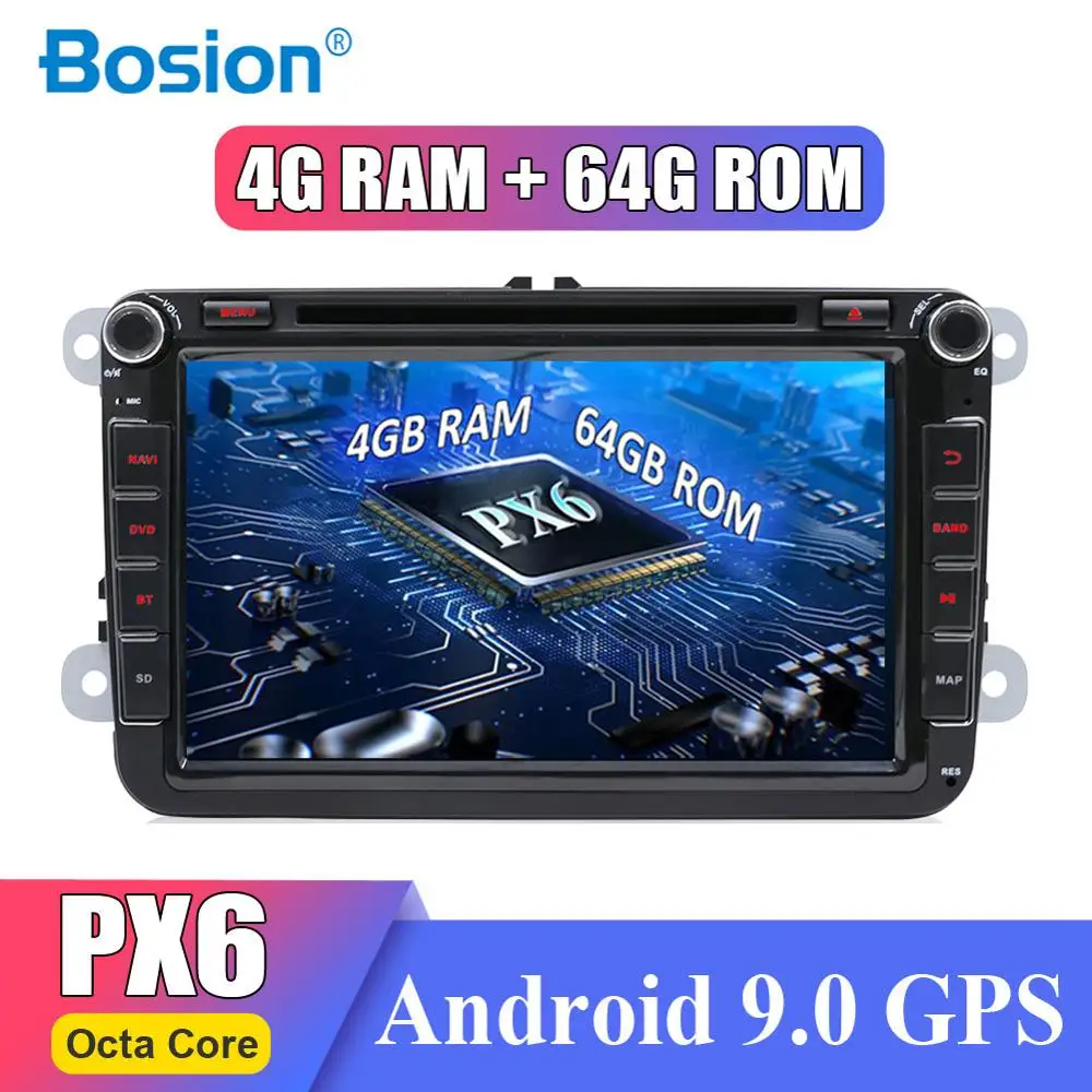 2 Din PX6 для Volkswagen Skoda POLO GOLF 5 6 PASSAT Tiguan Touran Caddy 4G+ 64G Android 9,0 с Wifi BT 4,0 SWC GPS навигация